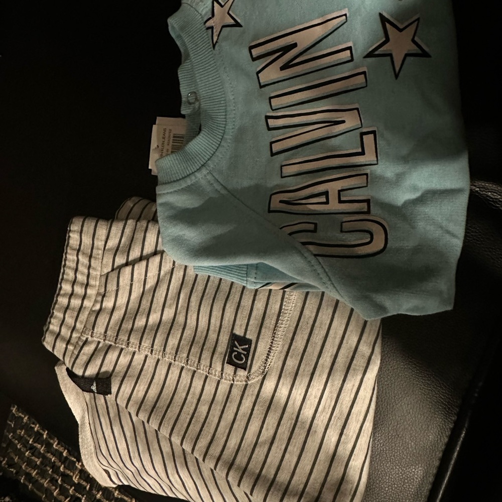 Calvin Klein Blue Sweatshirt and Striped Pants Set